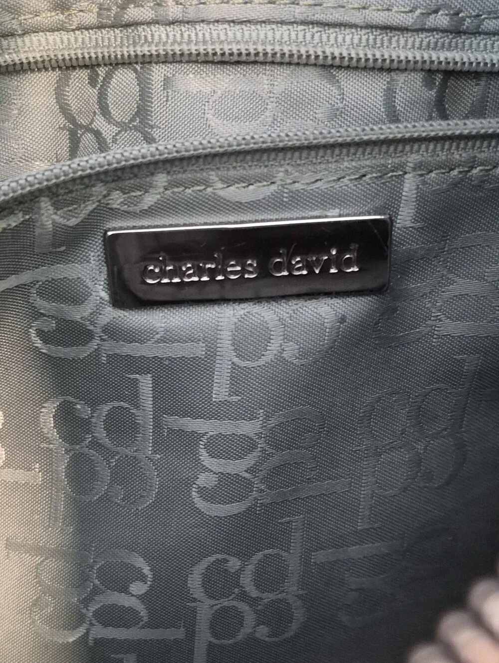 Vtg Charles David Genuine Leather Black Shoulder Bag Handbag Purse Y2K Hobo